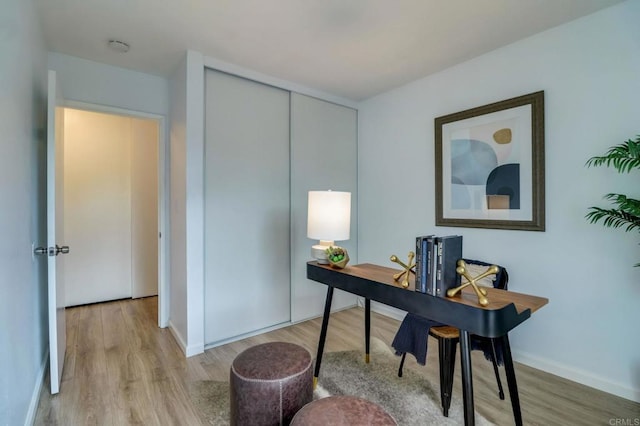 office space featuring light wood-type flooring