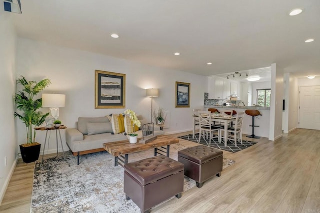 living room featuring light hardwood / wood-style flooring