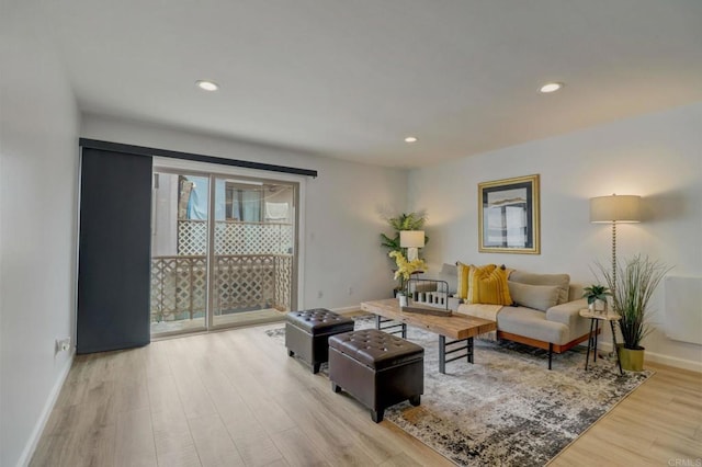 living room with light wood-type flooring