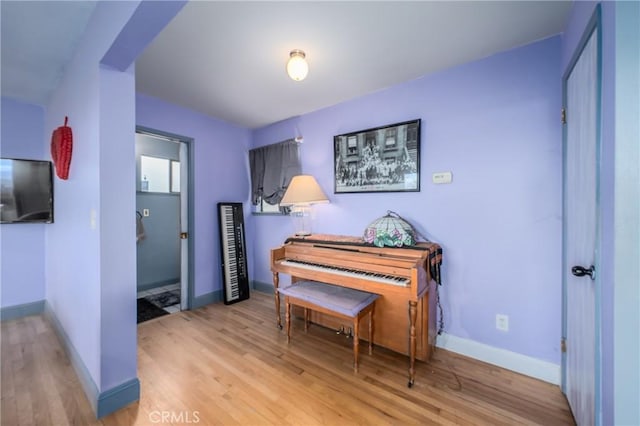 sitting room featuring light hardwood / wood-style flooring