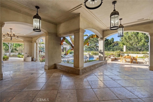 view of patio featuring a pool