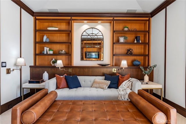 7 Shoreview, Newport Coast, CA 92657 - living area featuring built in shelves and baseboards