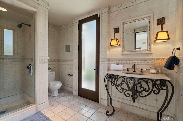 7 Shoreview, Newport Coast, CA 92657 - full bath featuring tile walls, tile patterned flooring, a stall shower, and vanity