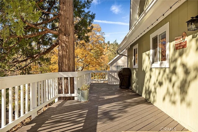 deck featuring grilling area