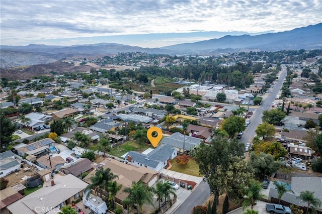 bird's eye view with a mountain view