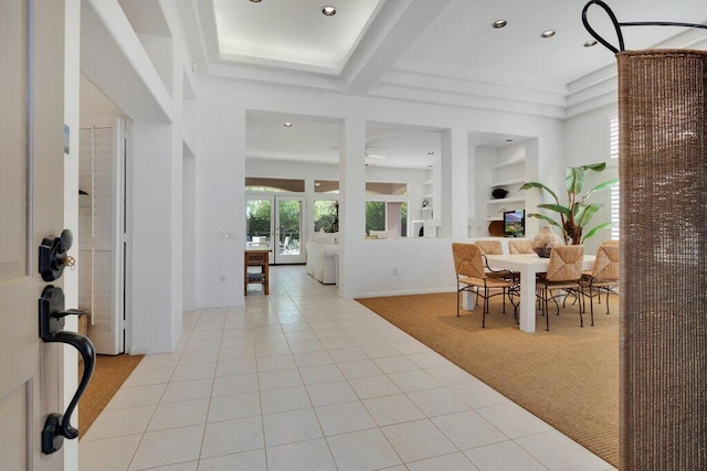 tiled foyer entrance featuring french doors