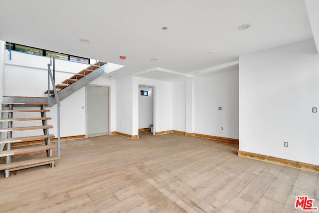 unfurnished living room featuring light wood-type flooring