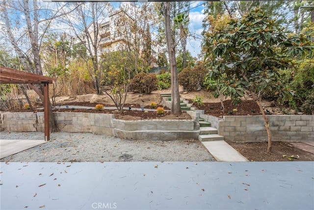 view of yard featuring a pergola