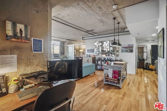 office space featuring light hardwood / wood-style flooring