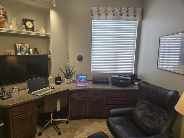 office with light tile patterned floors