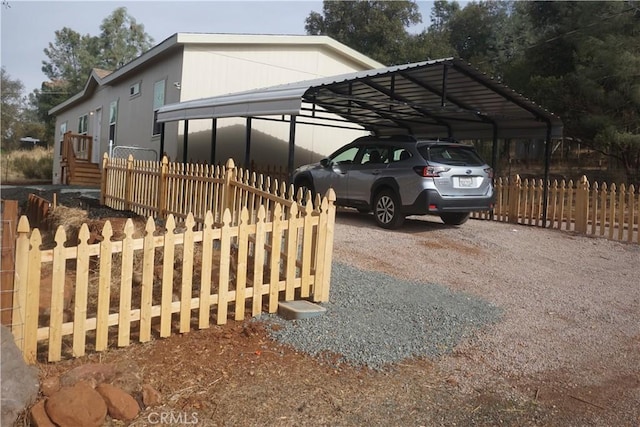 view of parking / parking lot with a carport