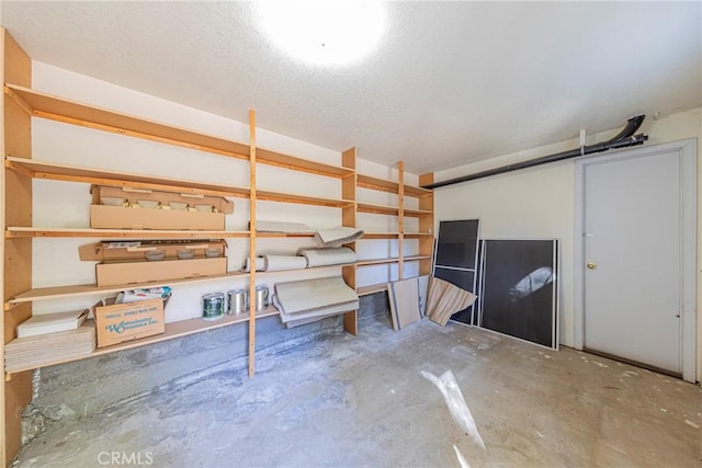 basement with a textured ceiling