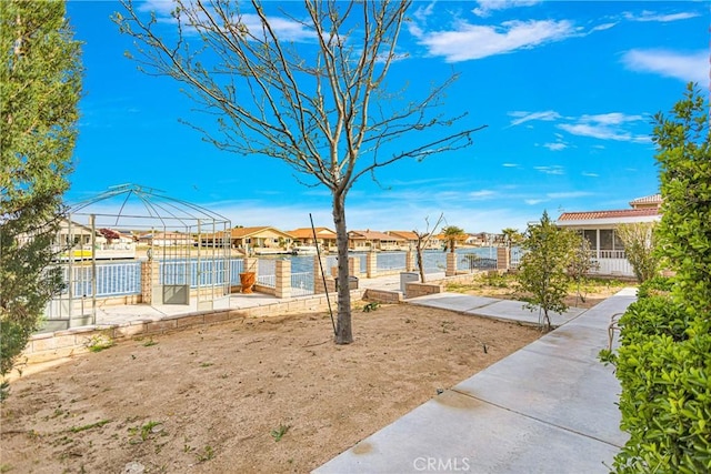 view of yard with a water view