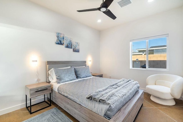 bedroom featuring ceiling fan