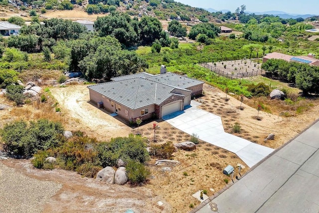 aerial view with a mountain view