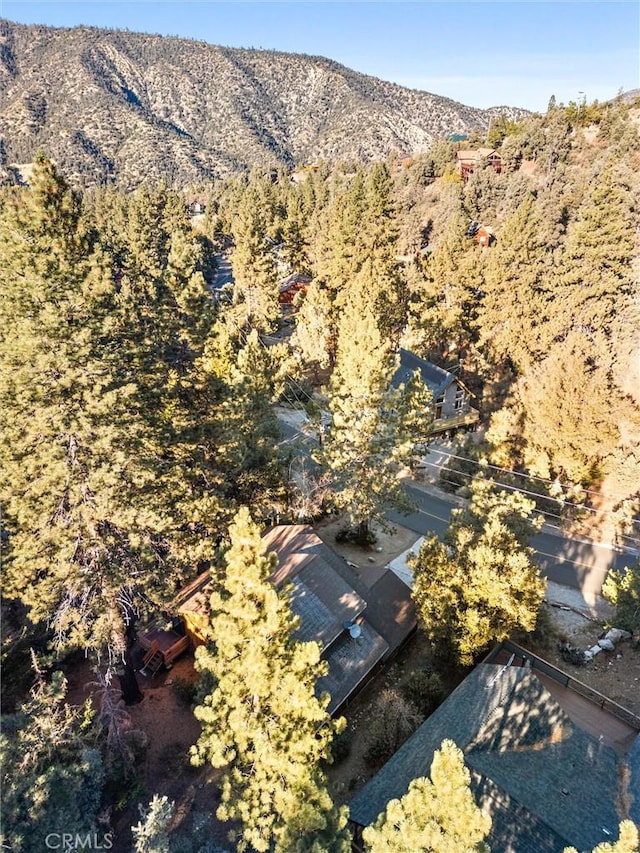 birds eye view of property with a mountain view