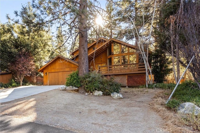 log-style house with a deck