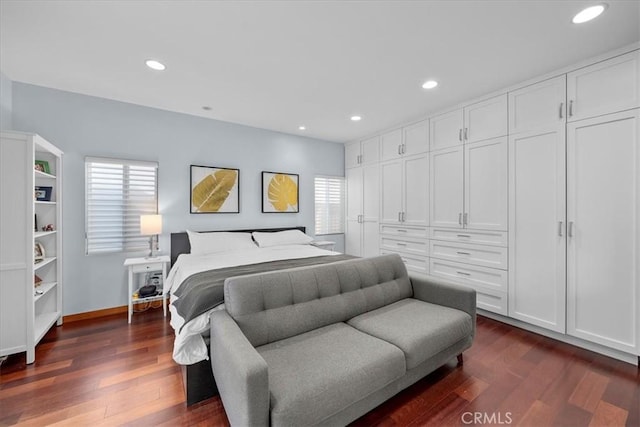 bedroom featuring dark hardwood / wood-style floors