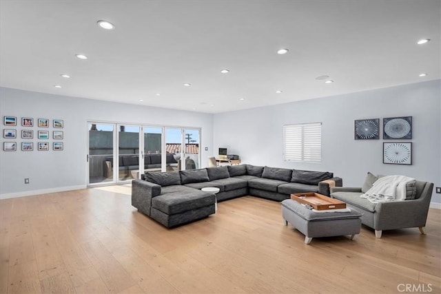 living room with light wood-type flooring