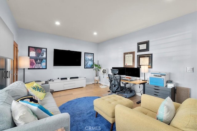 living room featuring light hardwood / wood-style flooring