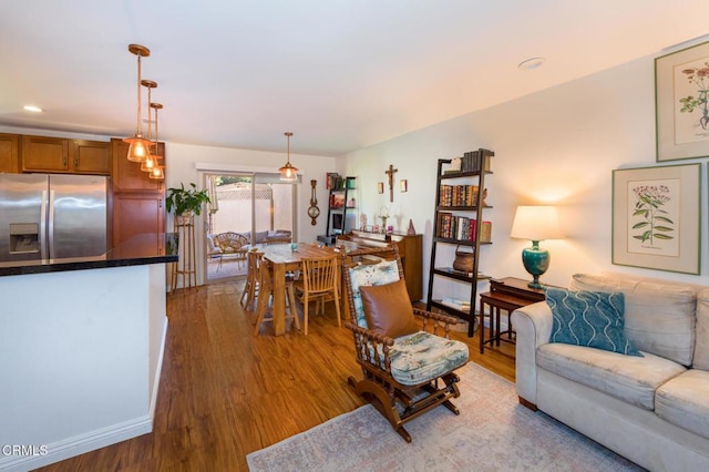 living room with hardwood / wood-style flooring