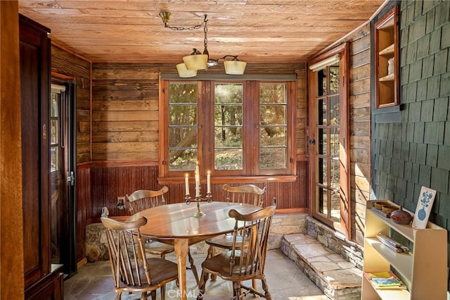 sunroom / solarium with wooden ceiling