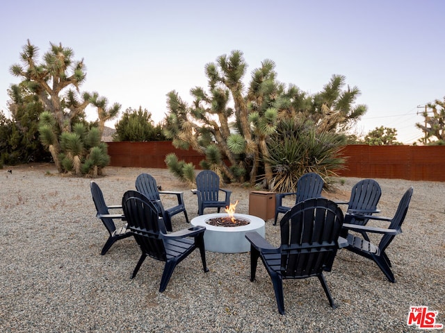 view of patio featuring a fire pit