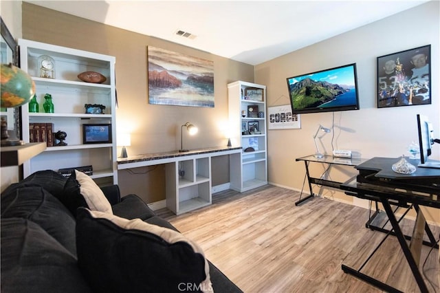 living room with light wood-type flooring