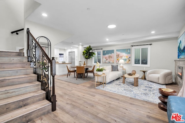 living room featuring light hardwood / wood-style flooring