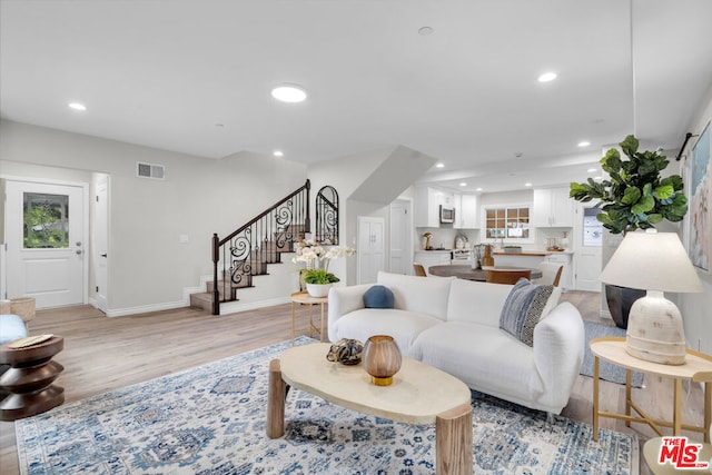 living room featuring light hardwood / wood-style flooring