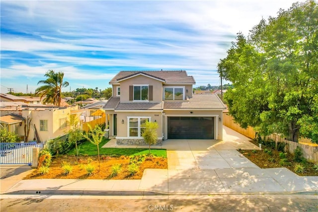 view of front of house with a garage