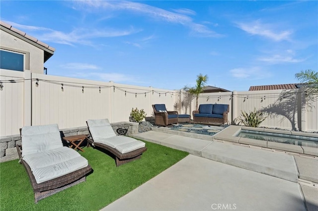 view of yard featuring a patio area and an outdoor hangout area