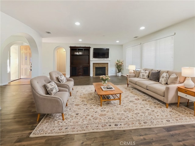 living room featuring hardwood / wood-style floors