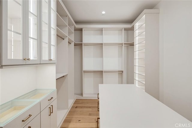 walk in closet featuring light wood-type flooring