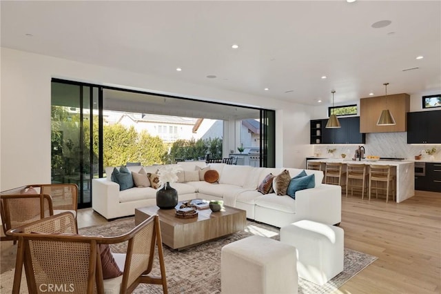 living room featuring light hardwood / wood-style flooring