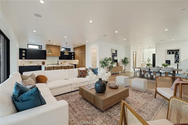 living room featuring light hardwood / wood-style flooring