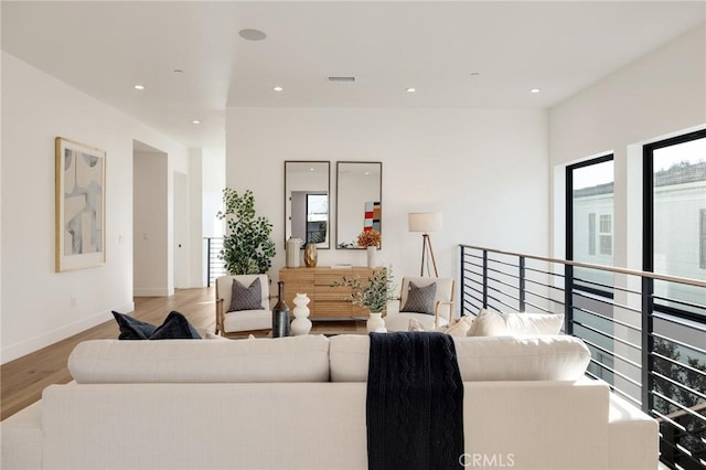 living room featuring light wood-type flooring