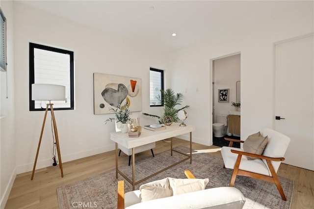 office area featuring light hardwood / wood-style flooring