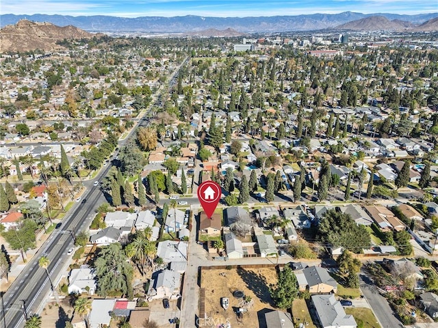 aerial view with a mountain view