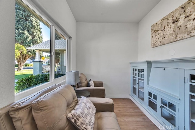 living room featuring light wood-type flooring