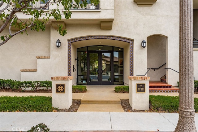 view of exterior entry with french doors