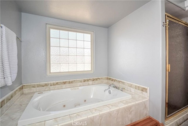 bathroom with plus walk in shower