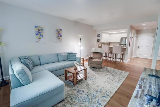 living room featuring light hardwood / wood-style flooring