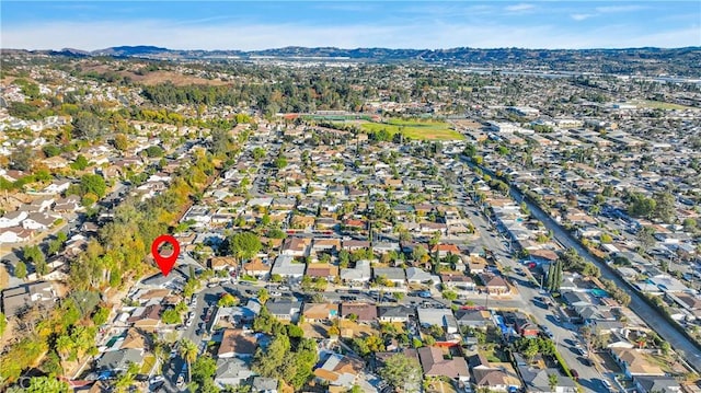 bird's eye view with a mountain view