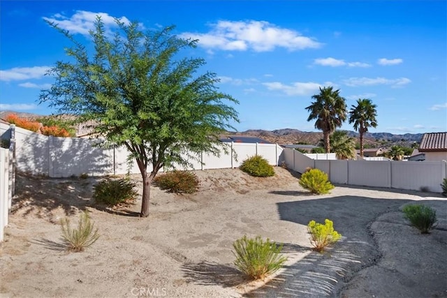 view of yard with a mountain view