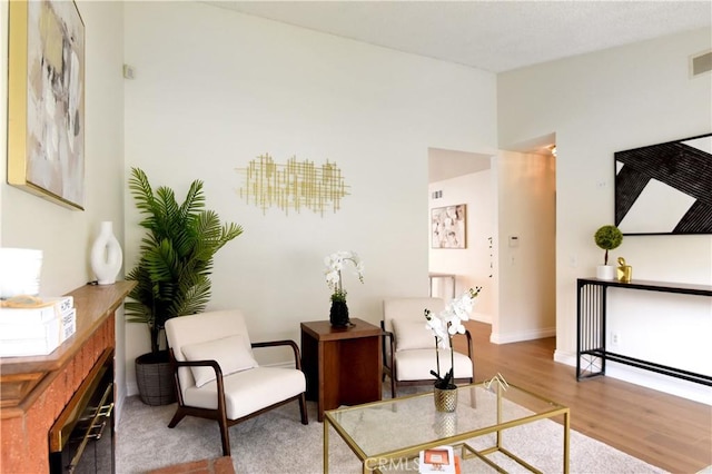 living area featuring hardwood / wood-style flooring