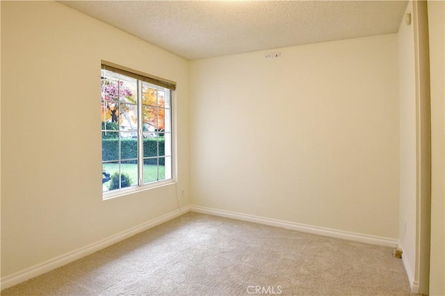 spare room featuring carpet floors and a textured ceiling