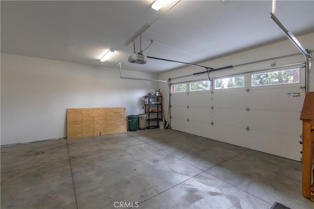 garage with a garage door opener