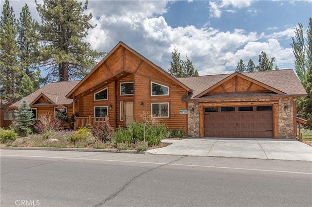 view of front of property with a garage