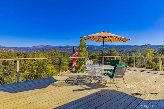 deck featuring a mountain view